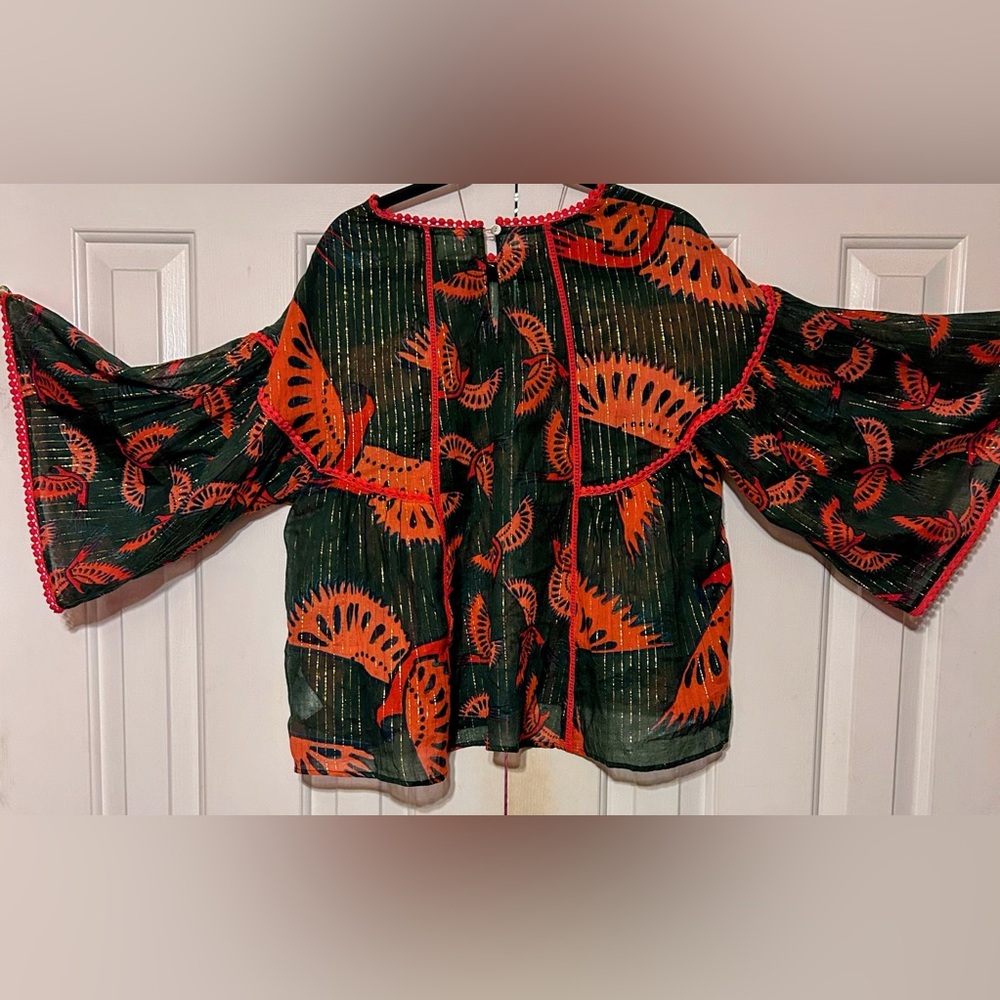 SALE NWOT Rachel Zoe batwing sleeve green/ red blouse